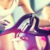 Close up of a women in cycling class 